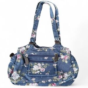 Floral Denim Shoulder Bag